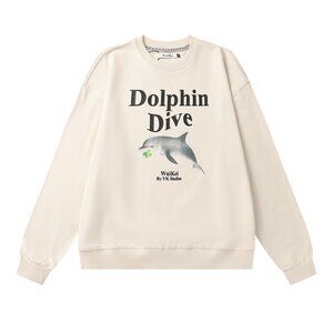 Waikei Round Neck Sweatshirt Whale Cream Color